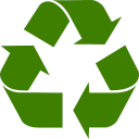 Green recycling symbol with three arrows forming a triangle, representing sustainability and environmental awareness
