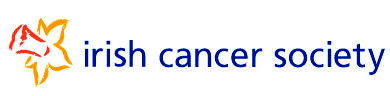 Logo of the Irish Cancer Society featuring a stylized flower and text in blue and orange, relevant for Irish Christmas Cards